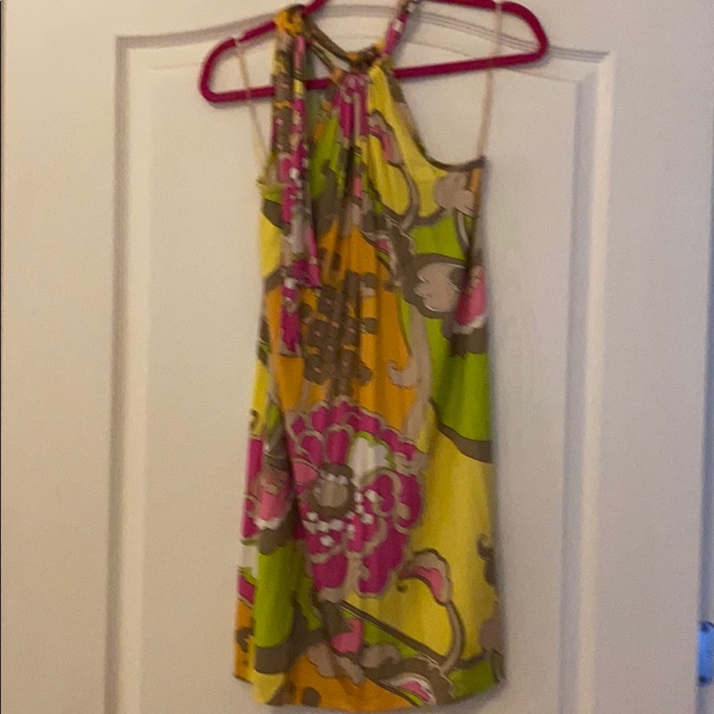 Bright Trina Turk halter dress with neck tie